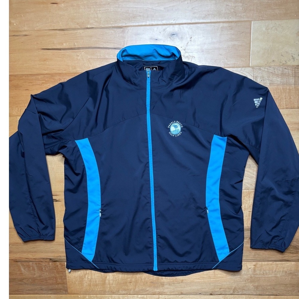 Adidas Golf Jacket Mens XL Navy Blue Pebble Beach ClimaProof Windbreaker